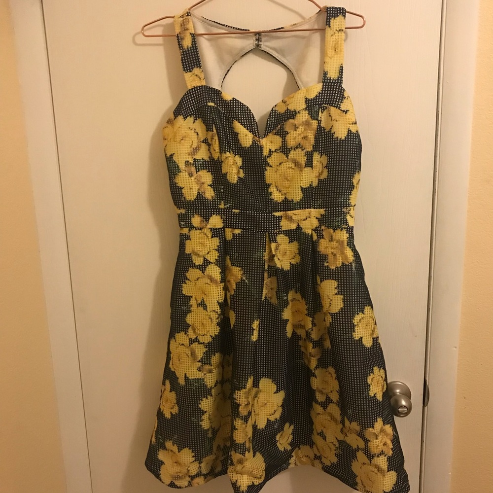 Pin Up Yellow Floral Dress